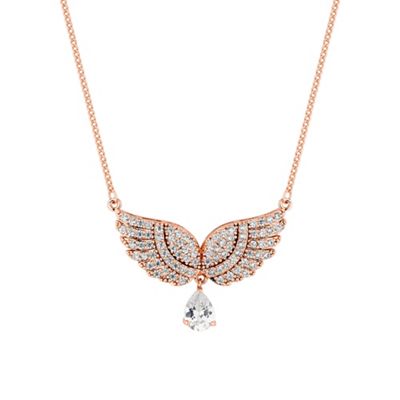 Rose gold pave angel wing necklace